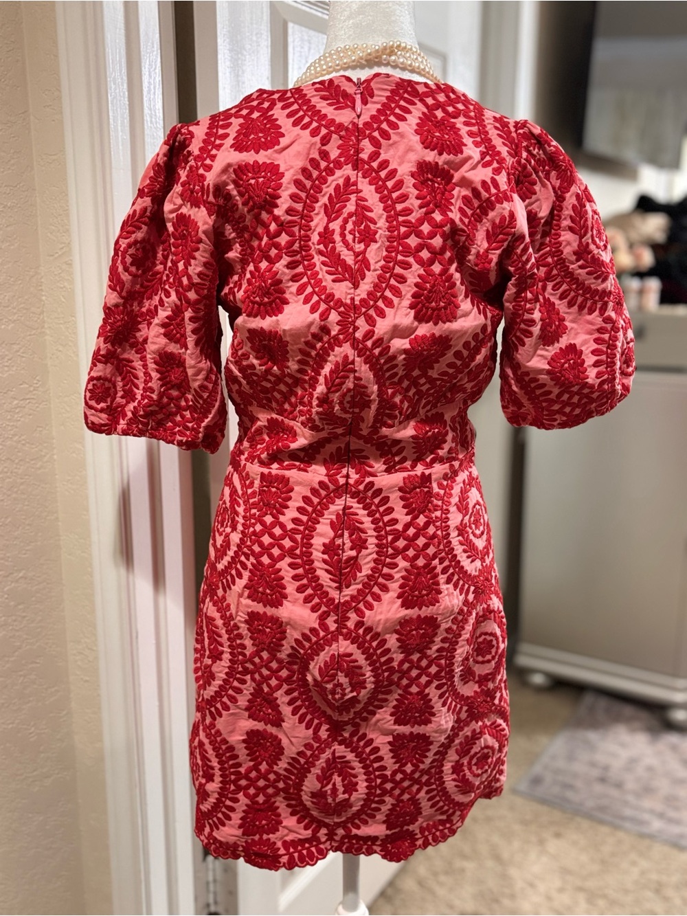 Adelyn Rae Red Embroidered V-Neck Mini Dress - Picture 5 of 9
